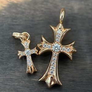 Chrome hearts-ダブルクロス 金メッキ ダイヤモン込み