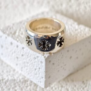 Chrome hearts-ワイドモデル 凹面クロスフラワー 指輪