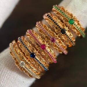 クロハート キーパー リング ゴールドメッキ カラーストーン仕様