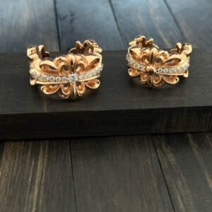 クロムハーツ 22K ゴールドメッキ 開口クロスフラワー メインストーン付き & メインストーンなし