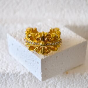 クロムハーツ 22K ゴールド フルール ストーンセット リング