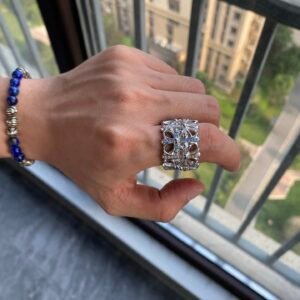 クロムハーツ 18 金 ブルー & ホワイトダイヤ セメタリー リング