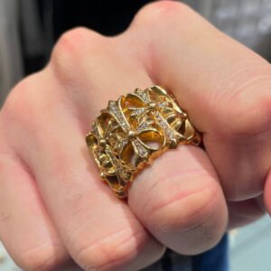 クロムハーツ 22 金 ダイヤモンドインレイ セメタリー リング