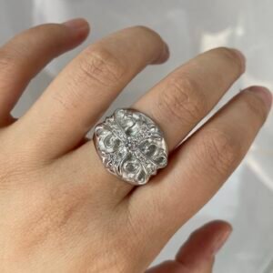 クロムハーツ プラチナメッキ モアサナイト ワイドキーパー