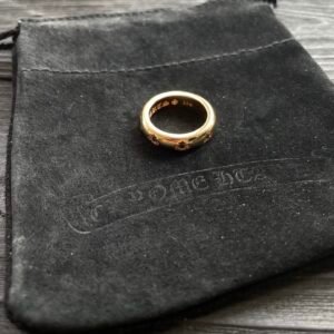 クロムハーツ ゴールドメッキ ブルーダイヤ ラウンドクロス リング