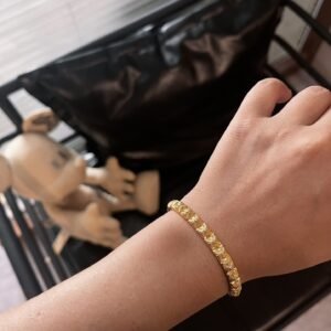 𝐂𝐡𝐫𝐨𝐦𝐞 𝐡𝐞𝐚𝐫𝐭𝐬 クロムハーツ 金メッキ ストーンセット クロスフラワー スリムチェッカー ブレスレット