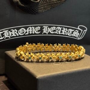 𝐂𝐡𝐫𝐨𝐦𝐞 𝐡𝐞𝐚𝐫𝐭𝐬 クロムハーツ 純金純ダイヤモンドコレクション 22K ゴールド エメラルドセット クロス リンクブレスレット