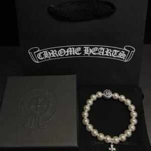 𝐂𝐡𝐫𝐨𝐦𝐞 𝐡𝐞𝐚𝐫𝐭𝐬 クロムハーツ 8mm パールダイヤ クロス ブレスレット