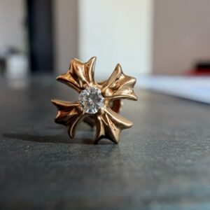 Chrome hearts クロムハーツ 22K 純金純ダイヤ クロスフラワー ピアス