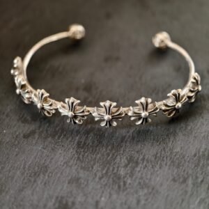 クロムハーツ Floral Cross 8 Motif Open Bangle 925 銀 エイト フローラルクロス