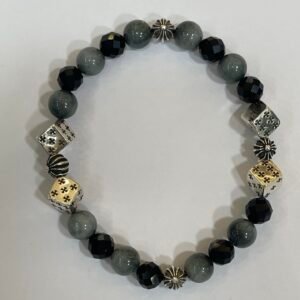 クロムハーツ イーグルアイ カット面メノウ 銀ビーズ ブレス