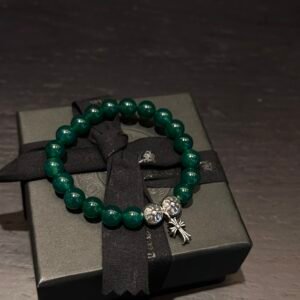 クロムハーツ グリーンメノウ 銀ビーズ ビーズブレス