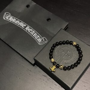CHROME HEARTS クロムハーツ スモーキークォーツ ビーズ ミリタリーフラワー ブレスレット