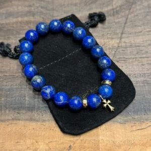 クロムハーツ 22K ゴールド ゴールドビーズ 3 個 ラピスラズリ ビーズブレスレット