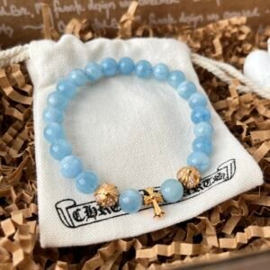 クロムハーツ アクアマリン クロス横貫 ゴールドビーズ 3 個