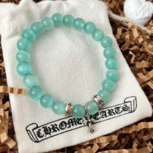 クロムハーツ ブルーキャッツアイ クロス 銀ビーズ 3 個