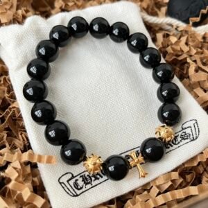 クロムハーツ ブルーキャッツアイ クロス 銀ビーズ 3 個