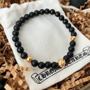 クロムハーツ マットオブシディアン ゴールドビーズ 3 個