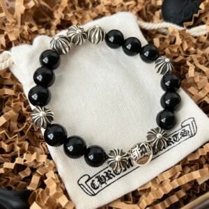 hrome Hearts クロムハーツ オブシディアン 銀ビーズ 8 個 ビーズブレス